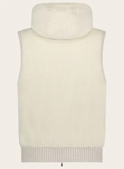 Geribde Bodywarmer Met Capuchon