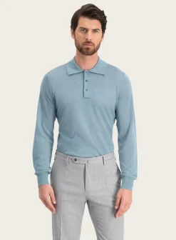 Poloshirt Met Lange Mouwen Van Cashmere En Zijde