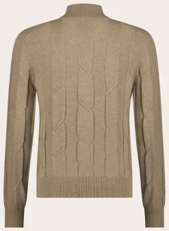 Slim-Fit Half-Zip Trui Met Kabelpatroon Van Wol En Cashmere