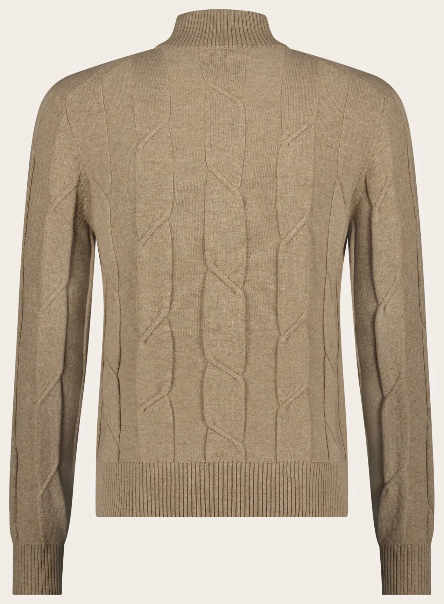 Slim-Fit Half-Zip Trui Met Kabelpatroon Van Wol En Cashmere