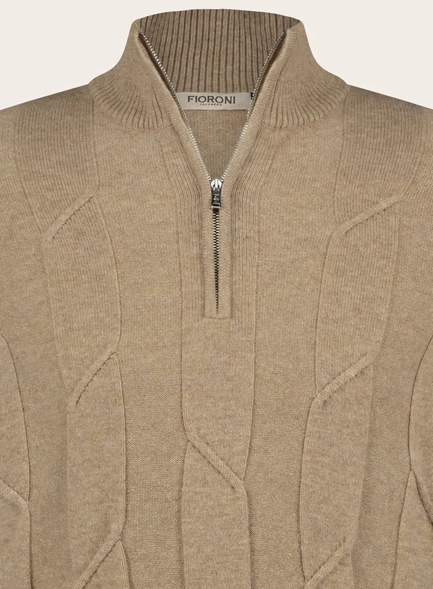 Slim-Fit Half-Zip Trui Met Kabelpatroon Van Wol En Cashmere